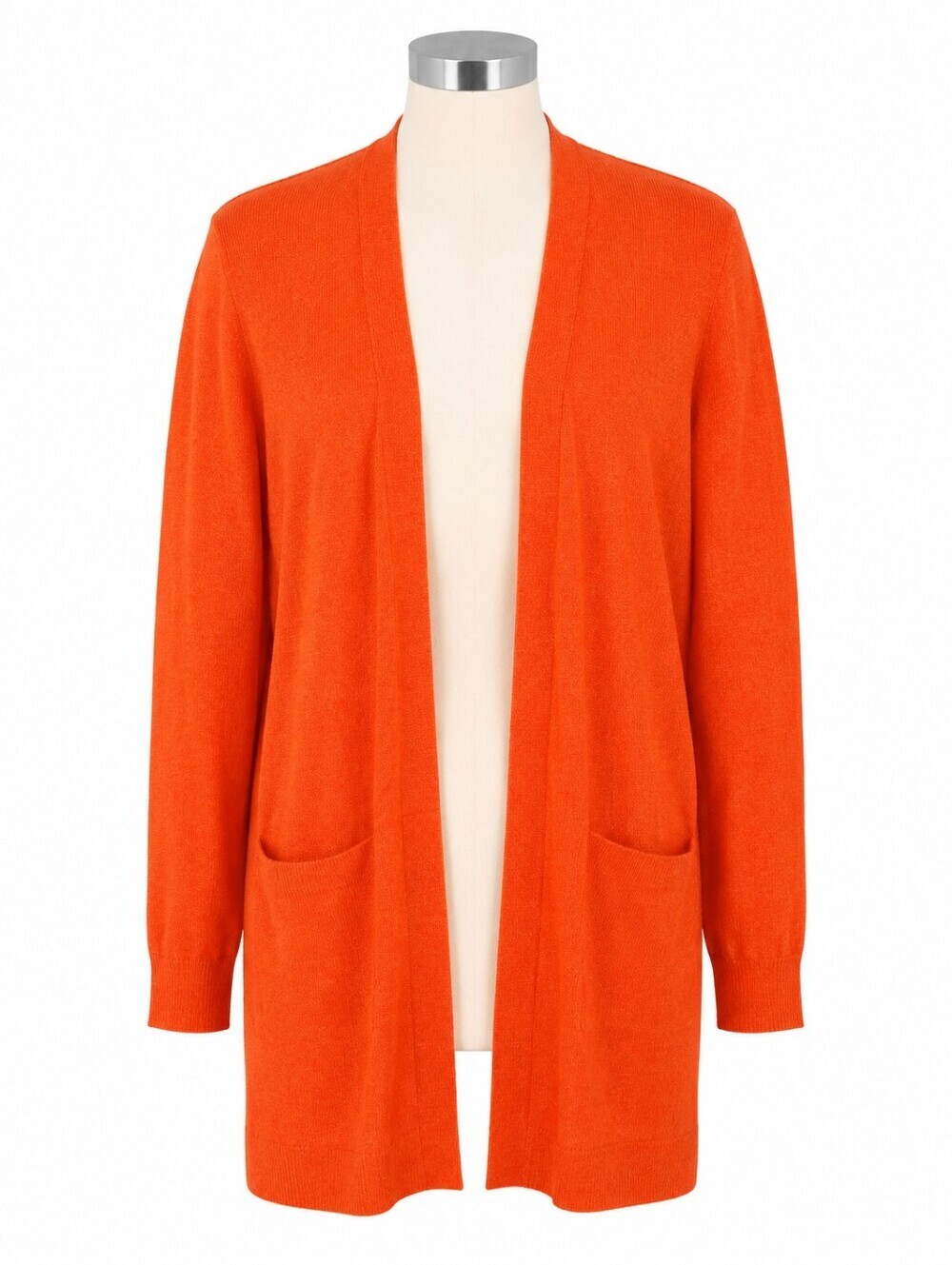 Halogen Women's Orange Linen Blend Longline Open Front Cardigan Sweater M Beach